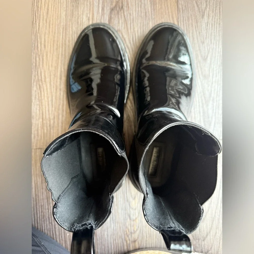 Forever 21 Black Patent Chelsea Boots Platform Chunky Lug Sole Y2kStreetwearGoth